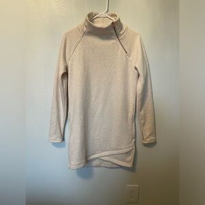 Athleta Cream sweater dress with rose gold zipper